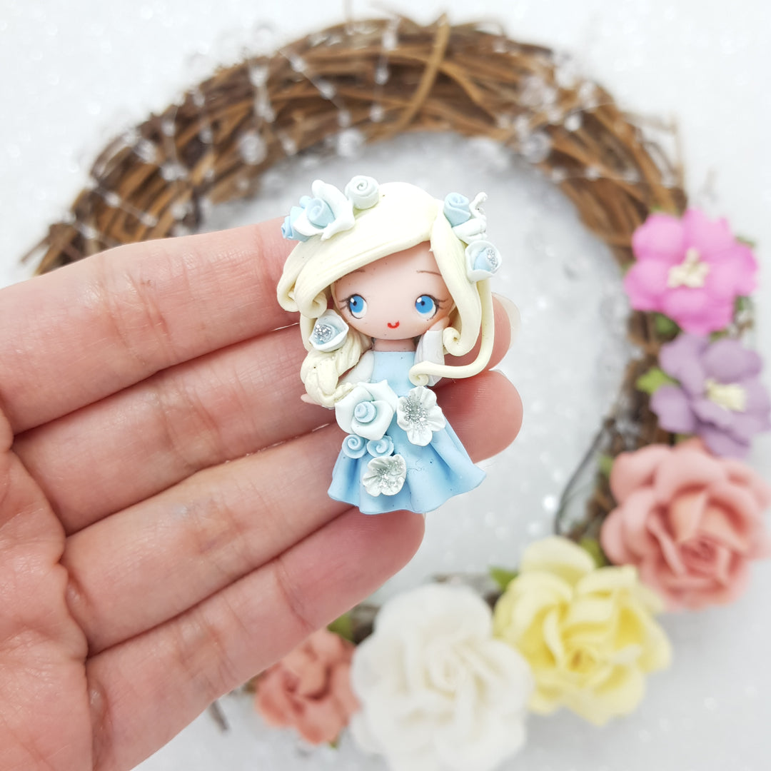 LIMITED ! Winter princess  - Embellishment Clay Bow Centre