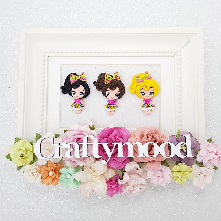 Rainbow dots dress girls - Handmade Flatback Clay Bow Centre
