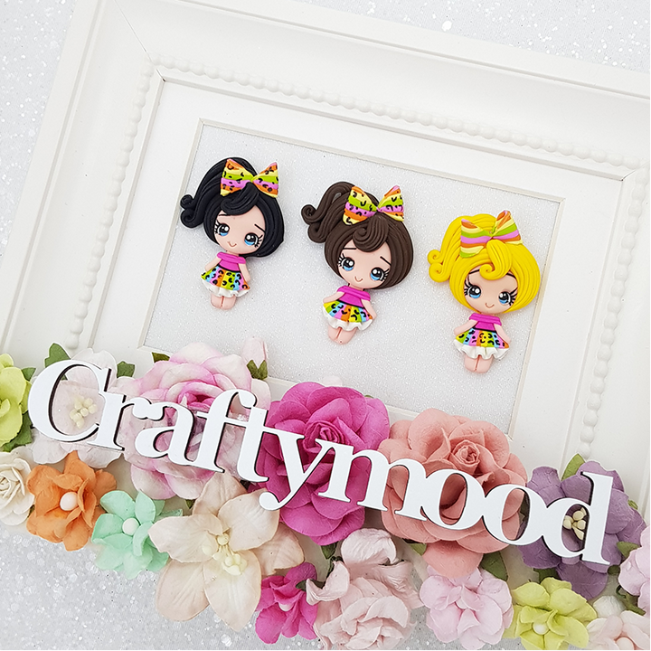 Rainbow dots dress girls - Handmade Flatback Clay Bow Centre