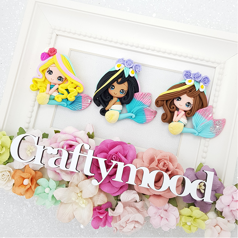Flower mermaid girls - Embellishment Clay Bow Centre