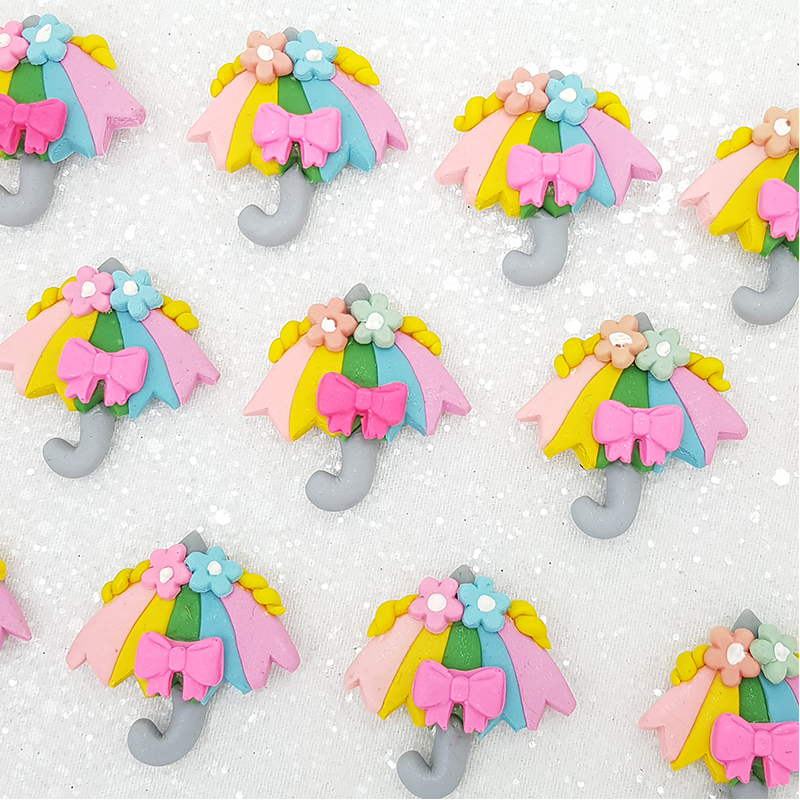 Colorful umbrella - Embellishment Clay Bow Centre