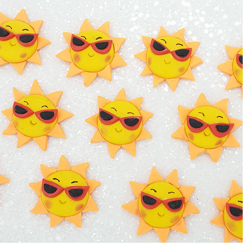 Sun and cool shades - Handmade Flatback Clay Bow Centre