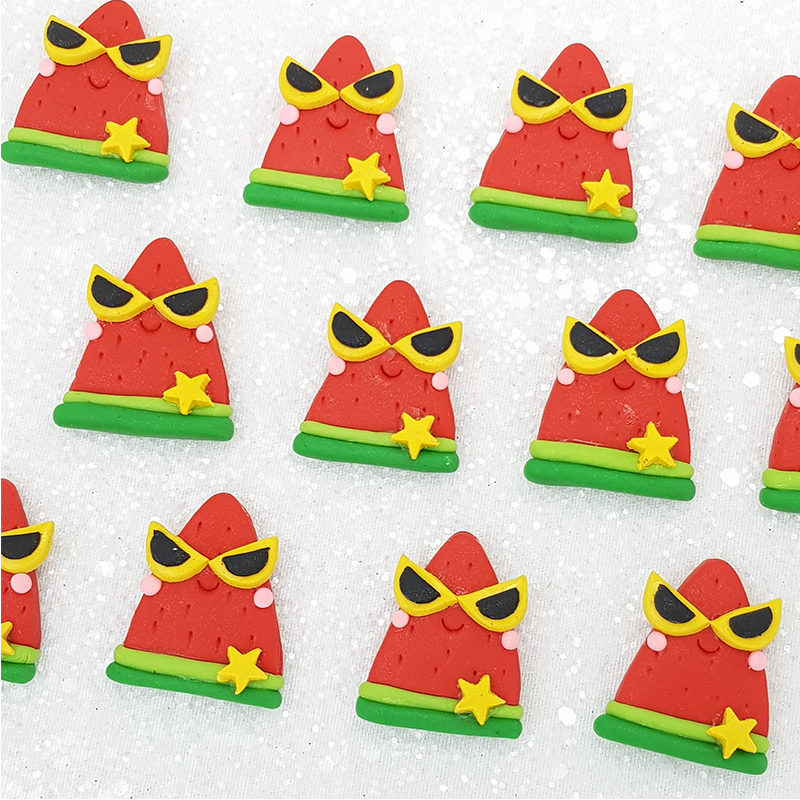 Watermelon and cool shades - Embellishment Clay Bow Centre