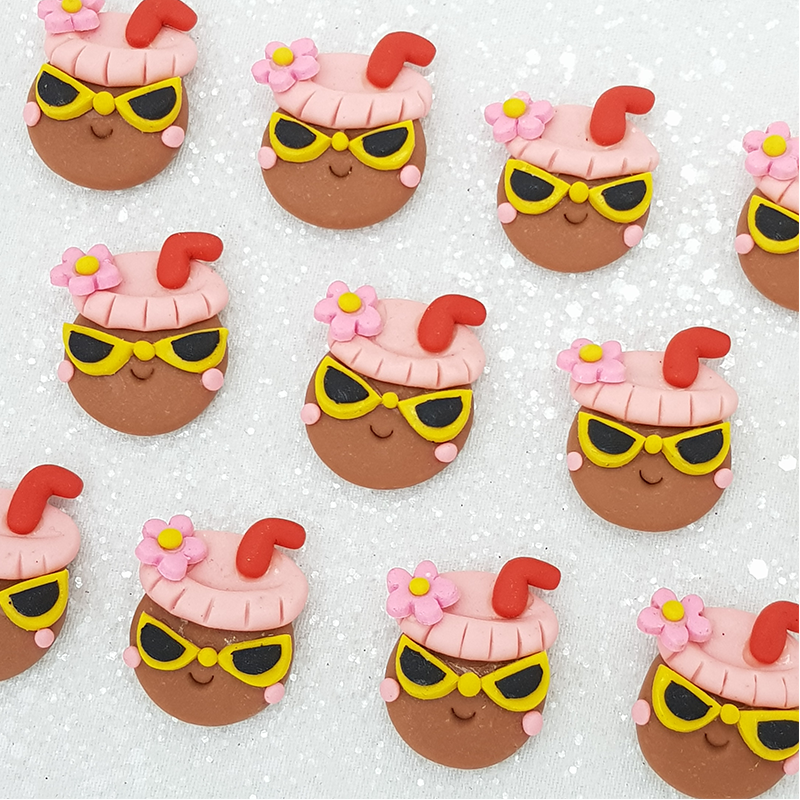 Coconut drink and cool shades - Embellishment Clay Bow Centre