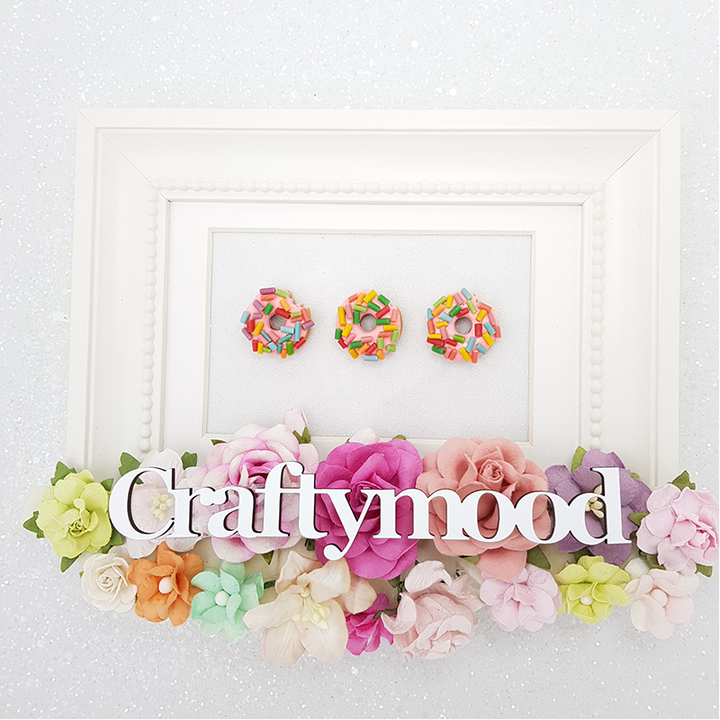 Donut with choco sprinkles - Handmade Flatback Clay Bow Centre