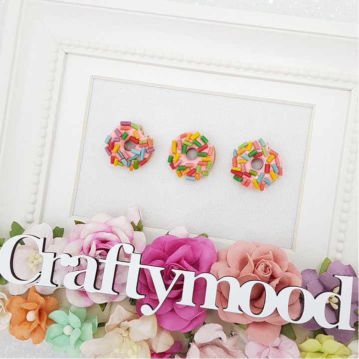 Donut with choco sprinkles - Handmade Flatback Clay Bow Centre