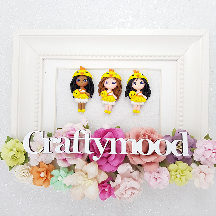 Sale Dressing up chick girl - Handmade Flatback Clay Bow Centre