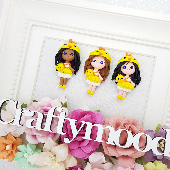 Sale Dressing up chick girl - Handmade Flatback Clay Bow Centre