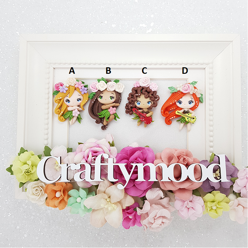 Aloha hawaii girls - Handmade Flatback Clay Bow Centre