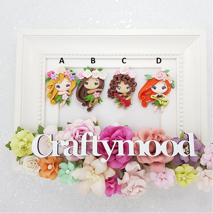 Aloha hawaii girls - Handmade Flatback Clay Bow Centre