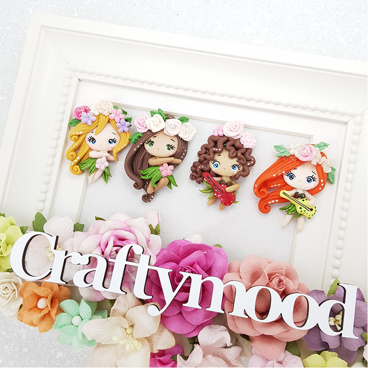 Aloha hawaii girls - Handmade Flatback Clay Bow Centre