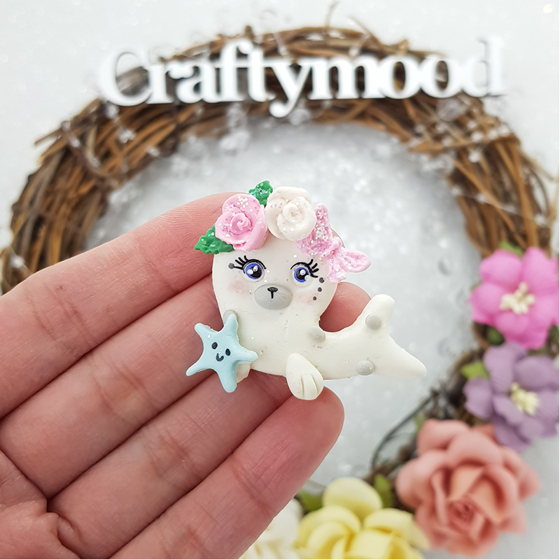White seal - Embellishment Clay Bow Centre