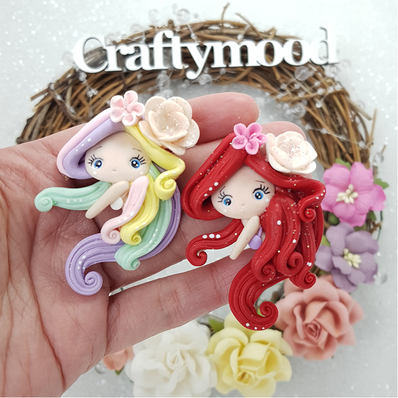 Mermaids - Handmade Flatback Clay Bow Centre