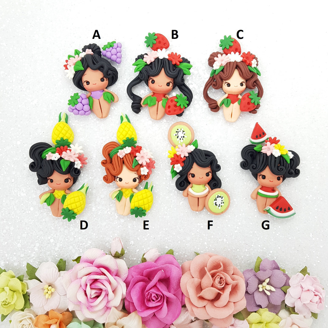 Summer fruit girls - Embellishment Clay Bow Centre