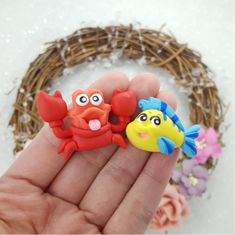 Undersea friends - Handmade Flatback Clay Bow Centre