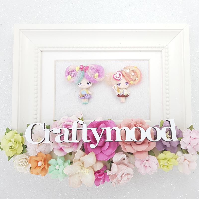 Cotton candy girl - Handmade Flatback Clay Bow Centre