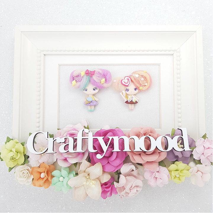 Cotton candy girl - Handmade Flatback Clay Bow Centre