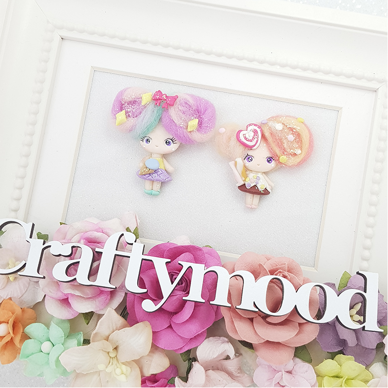 Cotton candy girl - Handmade Flatback Clay Bow Centre
