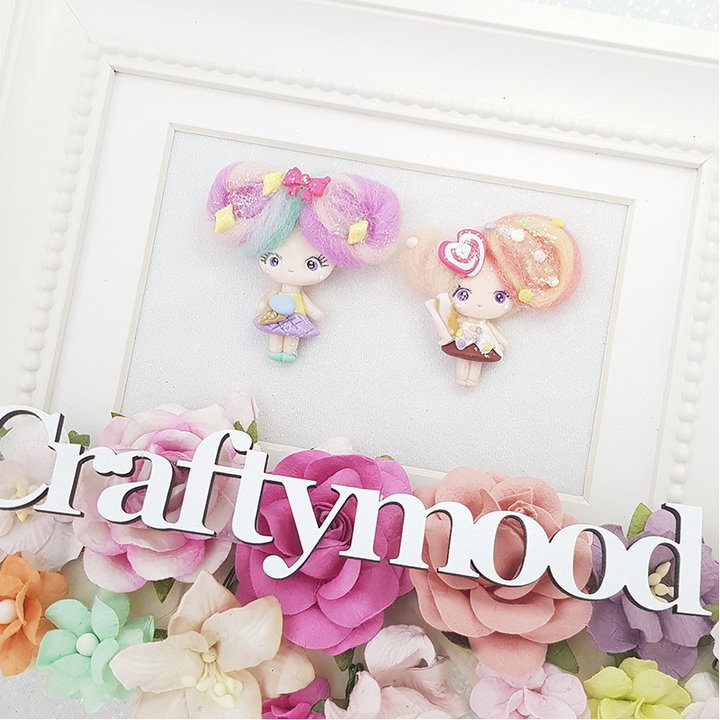 Cotton candy girl - Handmade Flatback Clay Bow Centre