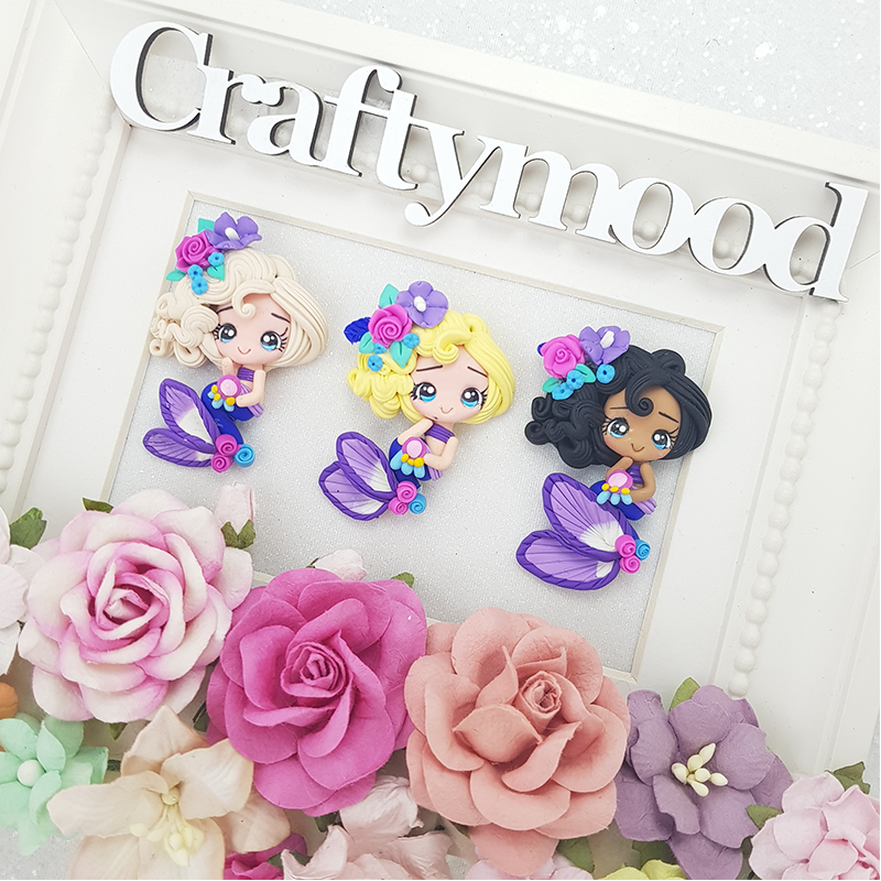 Purple dreamcatcher mermaid - Embellishment Clay Bow Centre