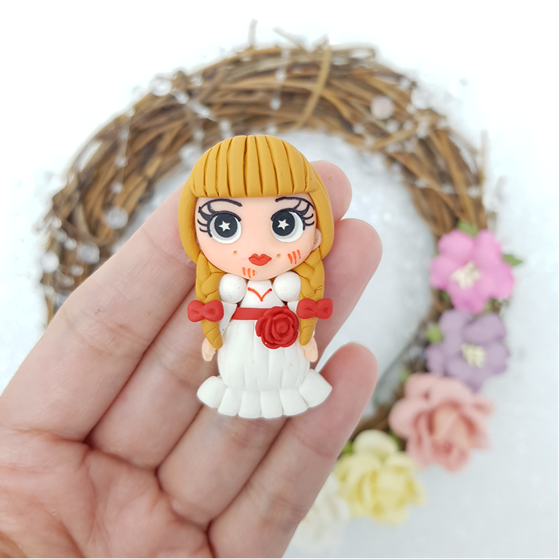 Creepy doll - Embellishment Clay Bow Centre