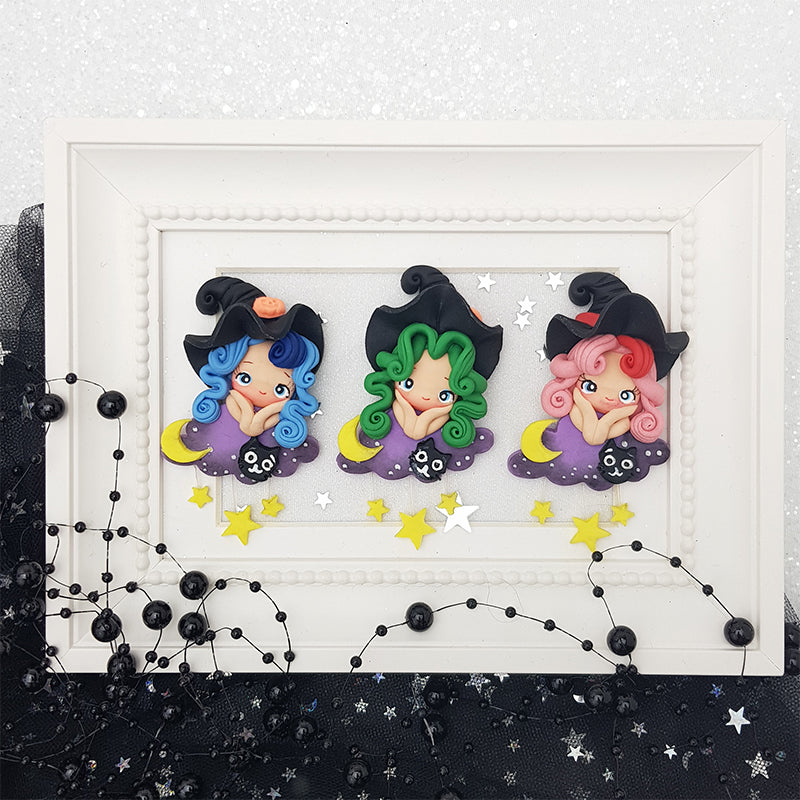 Sale Moon witch - Embellishment Clay Bow Centre
