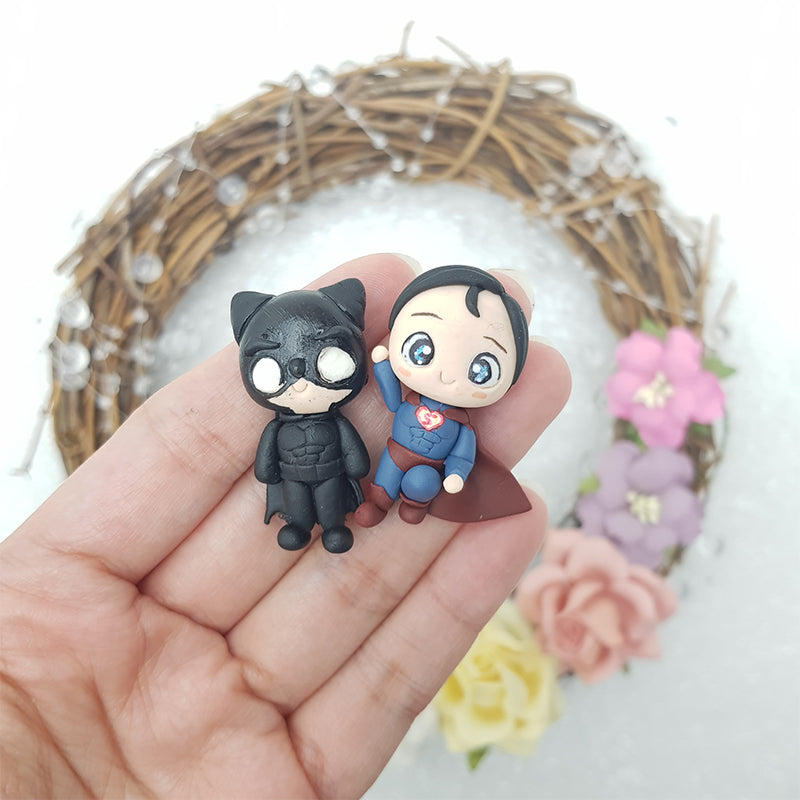 Cute superheroes - Handmade Flatback Clay Bow Centre