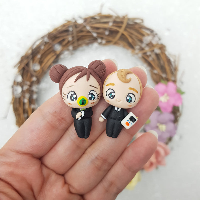 Baby in black suit - Embellishment Clay Bow Centre