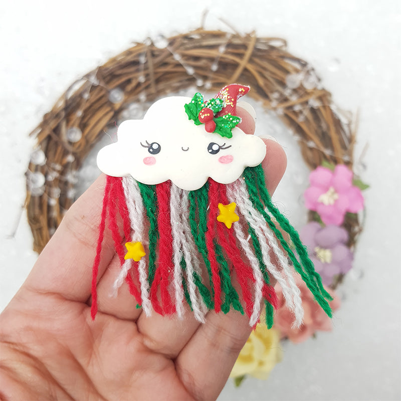 SALE Colorful clouds - Embellishment Clay Bow Centre