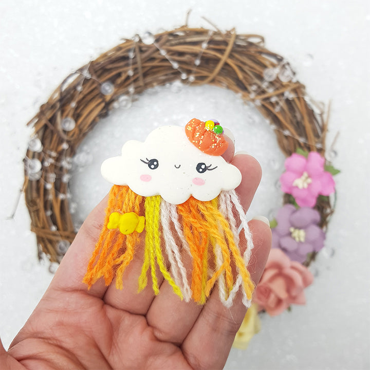SALE Colorful clouds - Embellishment Clay Bow Centre