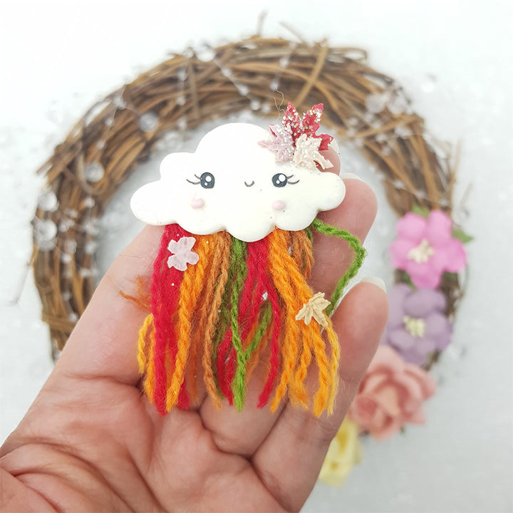 SALE Colorful clouds - Embellishment Clay Bow Centre