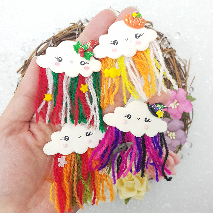 SALE Colorful clouds - Embellishment Clay Bow Centre