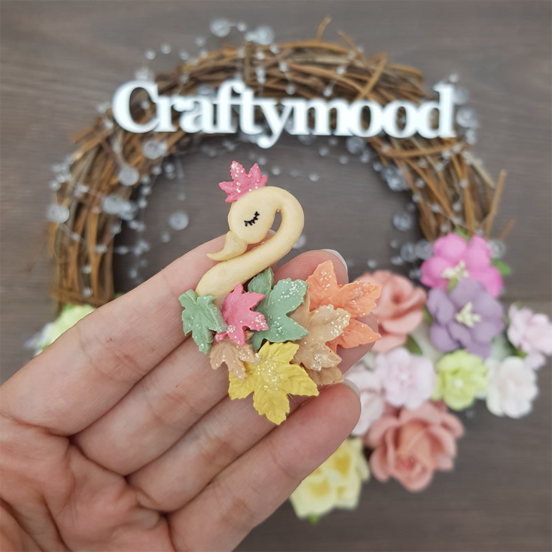 Autumn swan - Handmade Flatback Clay Bow Centre