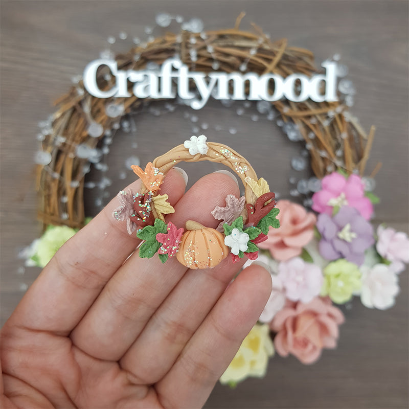 Autumn pumpkin wreath - Embellishment Clay Bow Centre