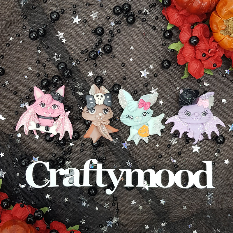 Kawaii bats - Embellishment Clay Bow Centre