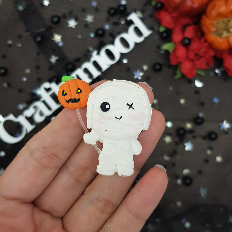 Halloween mummy - Embellishment Clay Bow Centre
