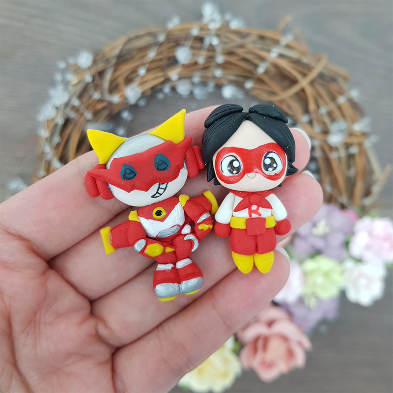 Red superhero - Embellishment Clay Bow Centre