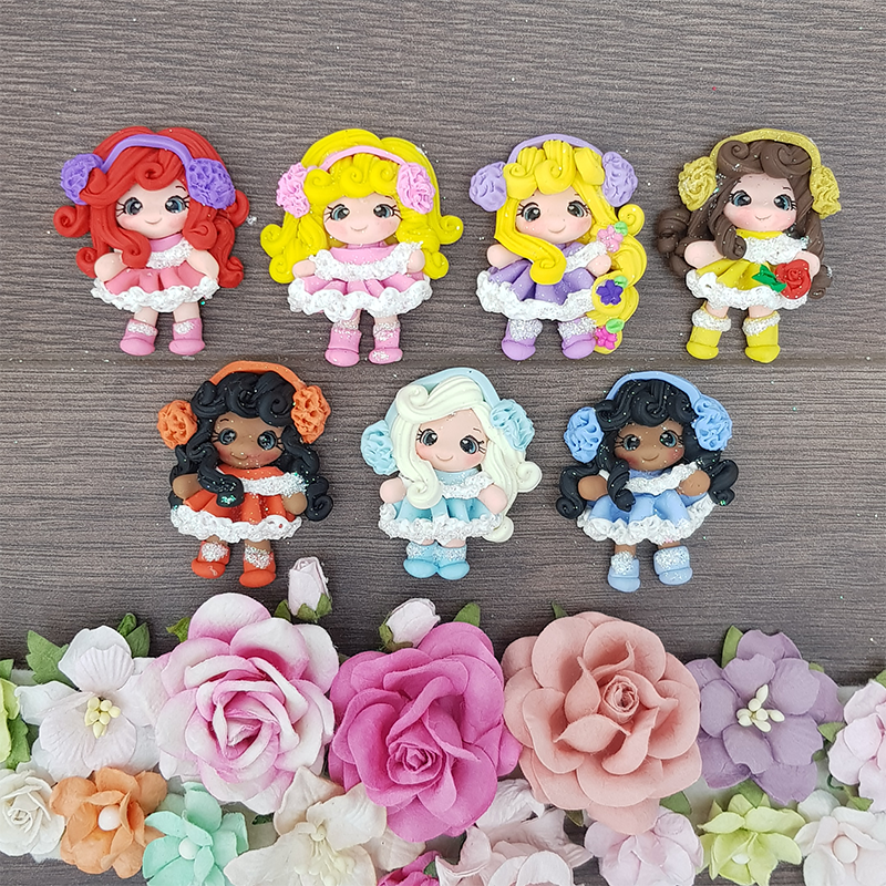Winter princess girl - Embellishment Clay Bow Centre