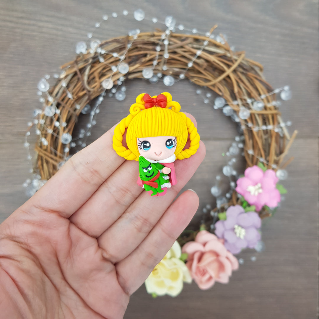 Christmas girl - Embellishment Clay Bow Centre