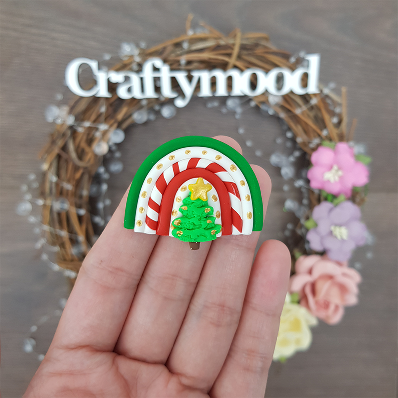 Christmas tree candy rainbow - Embellishment Clay Bow Centre