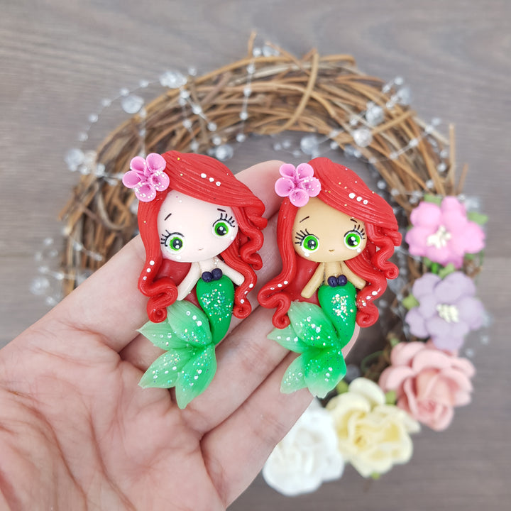Cutie Mermaid Girl - Embellishment Clay Bow Centre