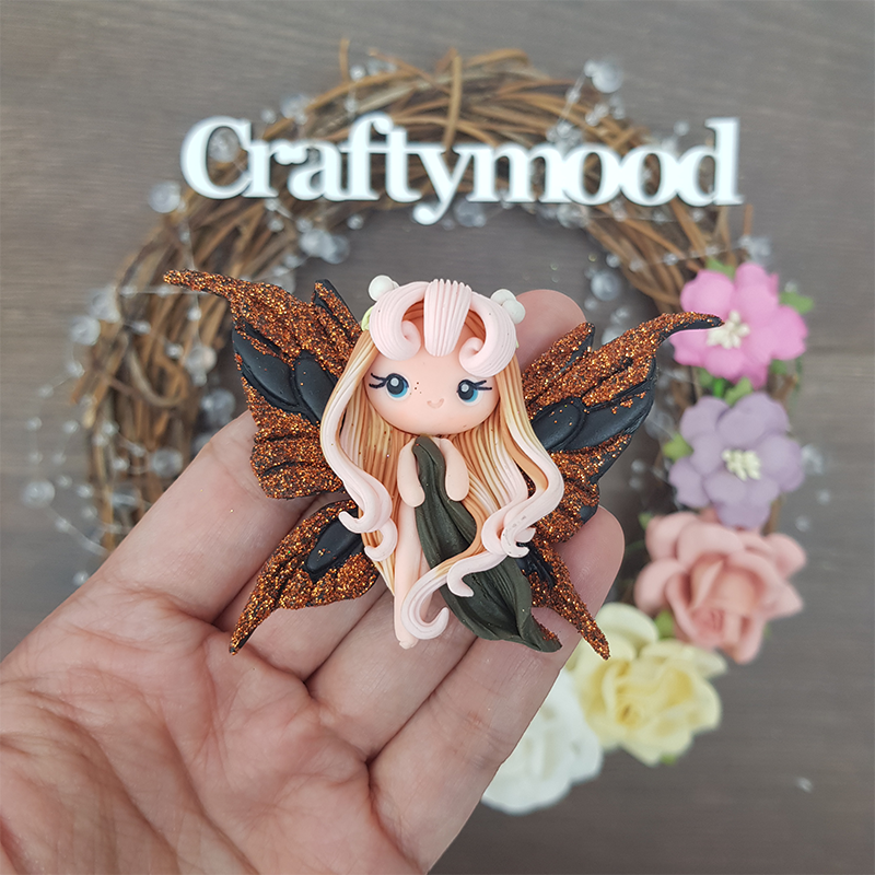 Beautiful butterfly fairy C - Handmade Flatback Clay Bow Centre