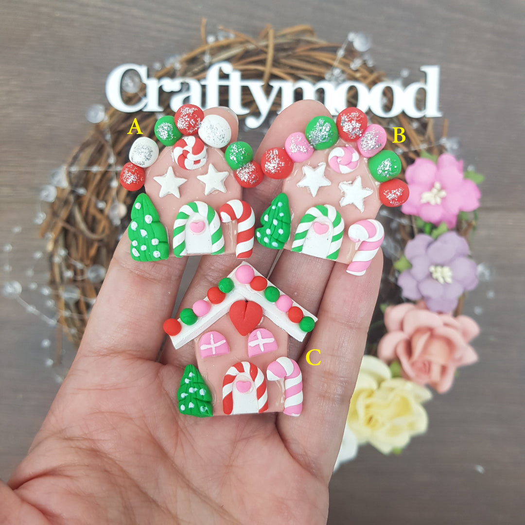 Christmas candy house - Embellishment Clay Bow Centre