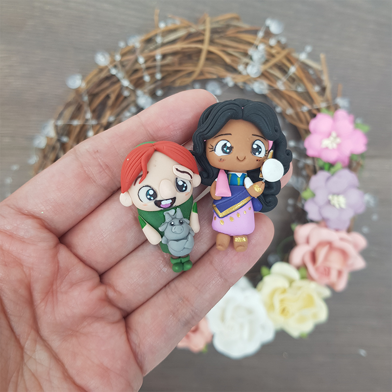 Lady and the man story - Handmade Flatback Clay Bow Centre