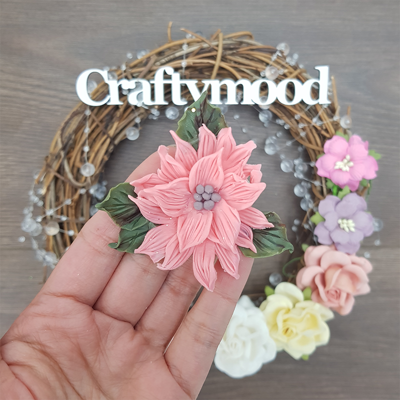 Pink flower - Handmade Flatback Clay Bow Centre