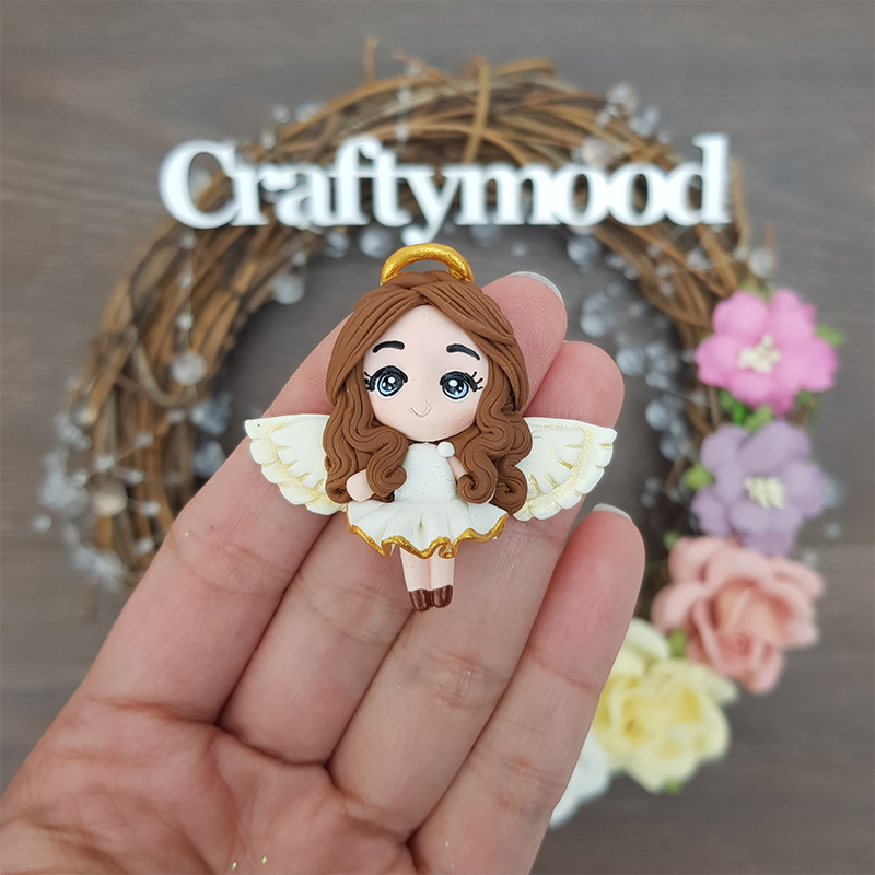 Angel - Handmade Flatback Clay Bow Centre