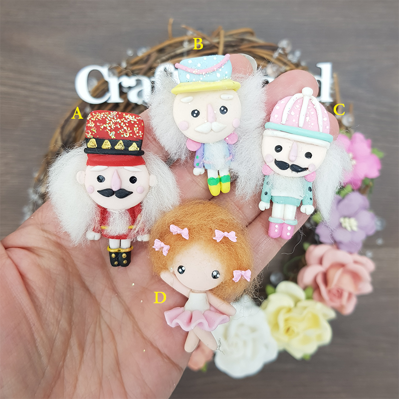Christmas nutcracker - Handmade Flatback Clay Bow Centre