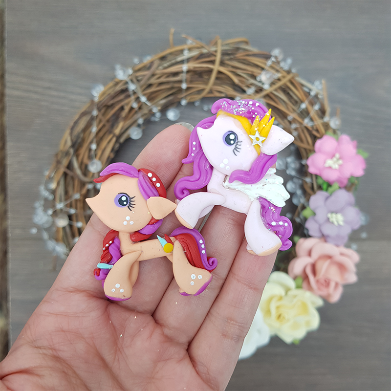 Magenta hair pony - Embellishment Clay Bow Centre