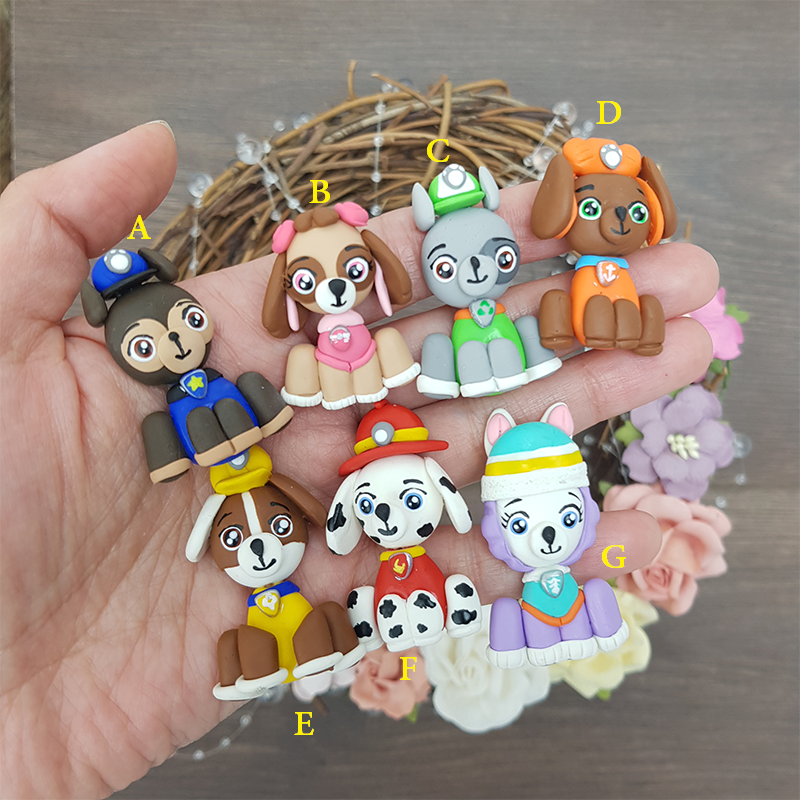 Dog police patrol - Handmade Flatback Clay Bow Centre