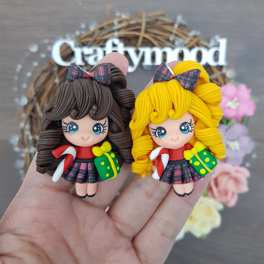 Tartan skirt girls - Handmade Flatback Clay Bow Centre
